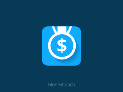 藍色加錢幣的金錢獎牌logo設計