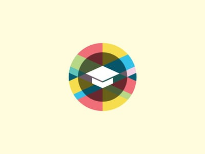 彩色圓圈加畢業帽logo設計