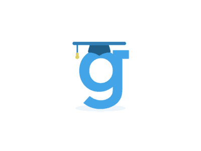 藍色的“g”加畢業帽的logo設計