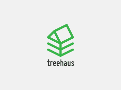 綠色線條的屋頂標志logo設計