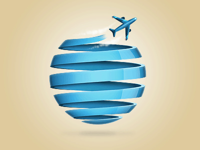 藍色地球加飛機結合的logo設計
