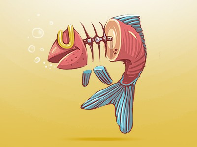 半魚半骨架的logo設計