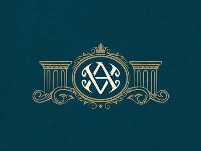 金色柱子加圖形的財務(wù)會計logo設(shè)計