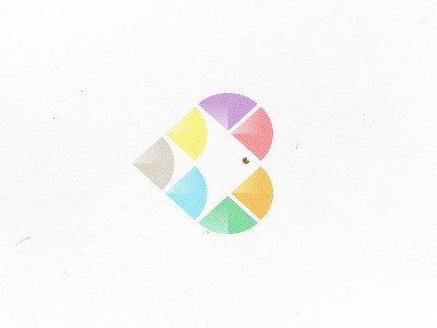 多彩心形魚logo設計