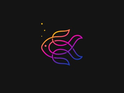 色彩斑斕的線條魚logo設計