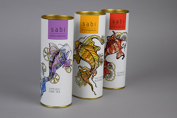 Sabi日本茶錦鯉魚插圖罐裝茶葉包裝設(shè)計-上海包裝設(shè)計公司設(shè)計欣賞
