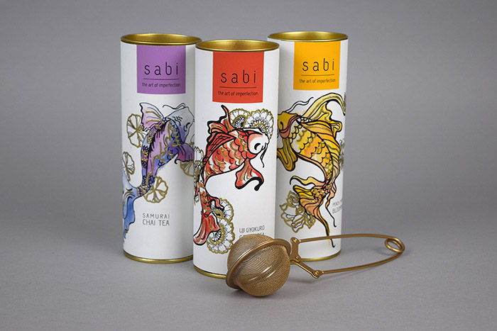 Sabi日本茶錦鯉魚插圖罐裝茶葉包裝設(shè)計-上海包裝設(shè)計公司設(shè)計欣賞