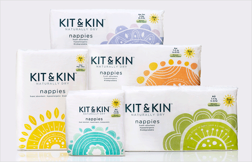 清新風格 Kit & Kin 環保型母嬰品牌嬰兒尿布拉拉褲logo設計包裝設計