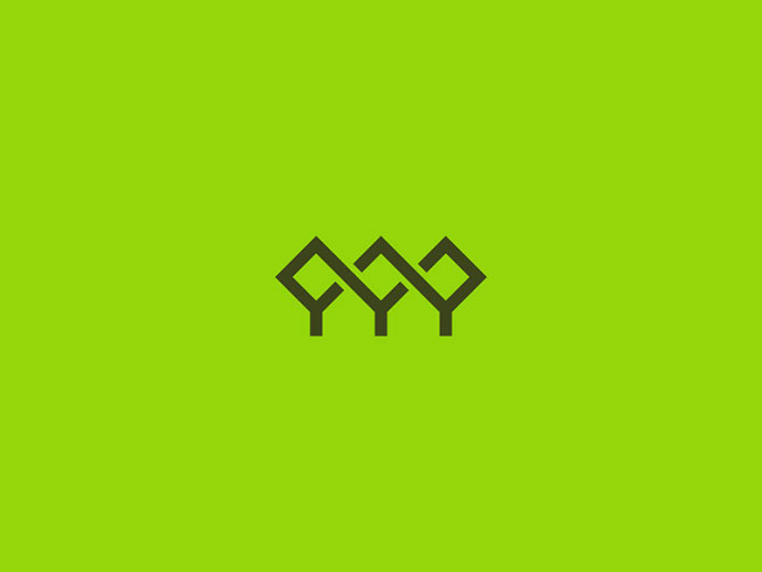 上海logo設計公司分享：2017年40個令人驚奇的Logo設計圖片欣賞-別墅和樹木 創意結合logo