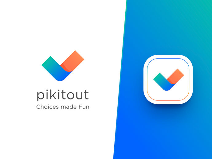 上海logo設計公司2016-2017年50個絕佳創意logo設計案例欣賞-Pickitout APP 圖標 logo