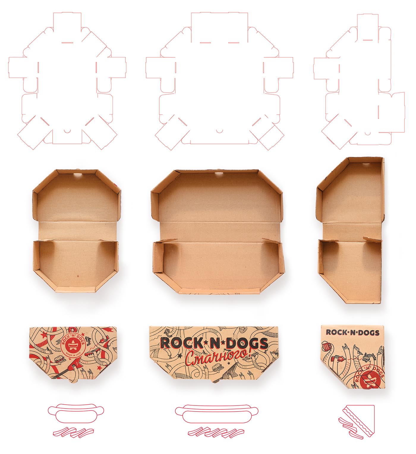 上海品牌包裝設計公司欣賞：ROCK ''''N DOG外賣快餐盒手繪插畫包裝設計