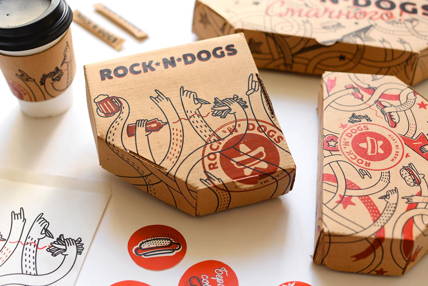 上海品牌包裝設計公司欣賞：ROCK ''''N DOG外賣快餐盒手繪插畫包裝設計