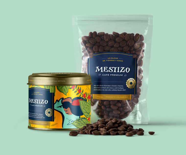 Mestizo 金屬罐裝咖啡概念包裝設計插畫設計欣賞-上海包裝設計公司