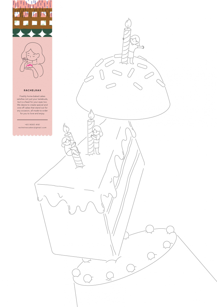 Rachelrax食品蛋糕平面廣告創(chuàng)意設(shè)計(jì)欣賞“線條漫畫-生日”篇-上海廣告策劃設(shè)計(jì)公司