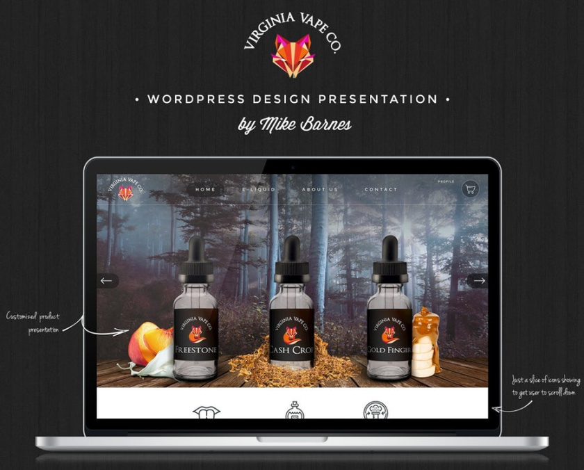 弗吉尼亞Vape公司的WordPress主題設計-網頁設計、網站開發、用戶界面和用戶體驗