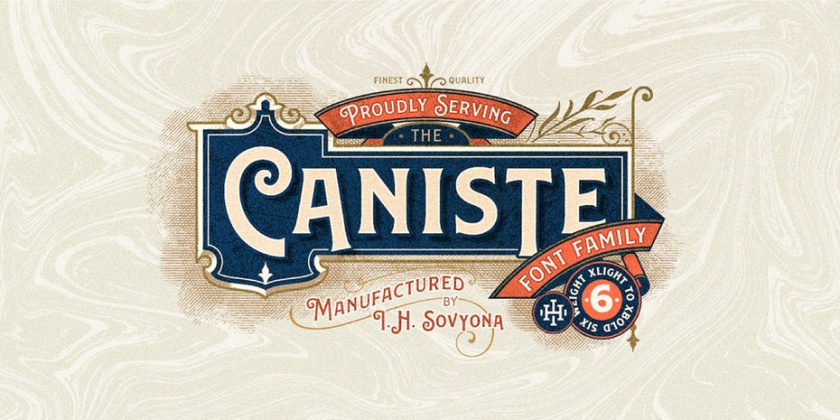 懷舊的復古字體-Caniste Victorian字體家族