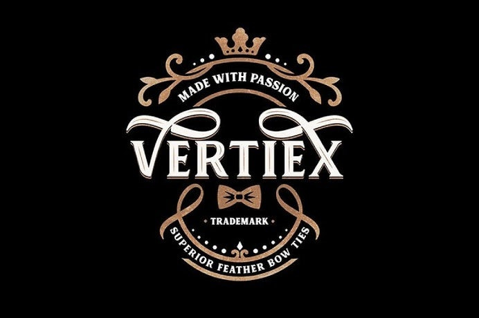 懷舊的復古字體-Vertiex領結徽標設計