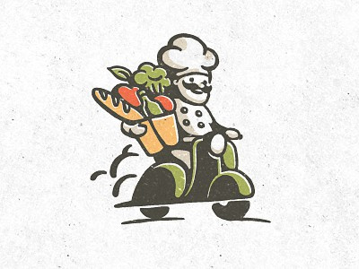 摩托車加廚師的logo設計