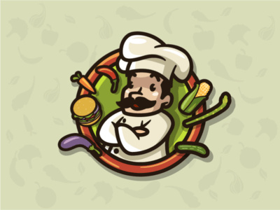 食物項圈加廚師logo設計