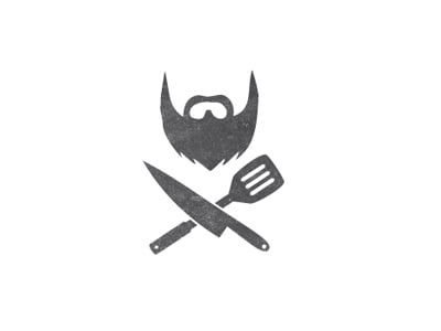 胡子加刀叉的廚師logo設計