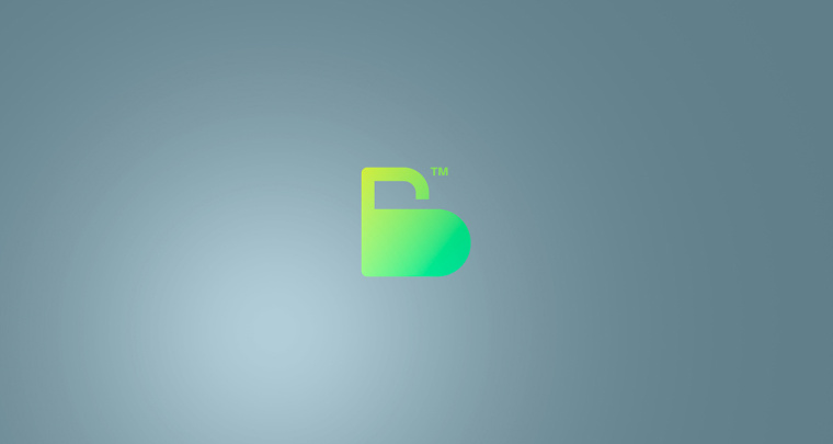 Bitrony 安全支付公司logo設(shè)計(jì)，字母B與鎖具的結(jié)合