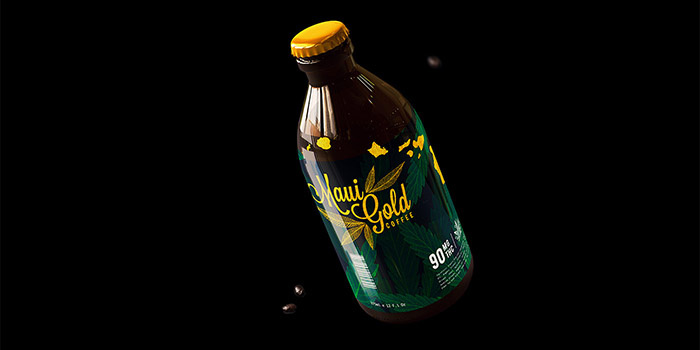 黃金大麻咖啡袋裝及咖啡飲料包裝設計，感受夏威夷島嶼文化