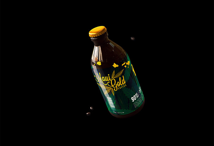 黃金大麻咖啡袋裝及咖啡飲料包裝設計，感受夏威夷島嶼文化