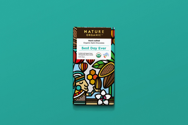 Nature Organic自然有機巧克力包裝設計，幾何插畫風驚艷設計