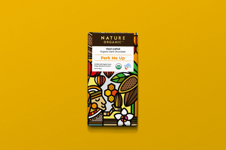 Nature Organic自然有機巧克力包裝設計，幾何插畫風驚艷設計