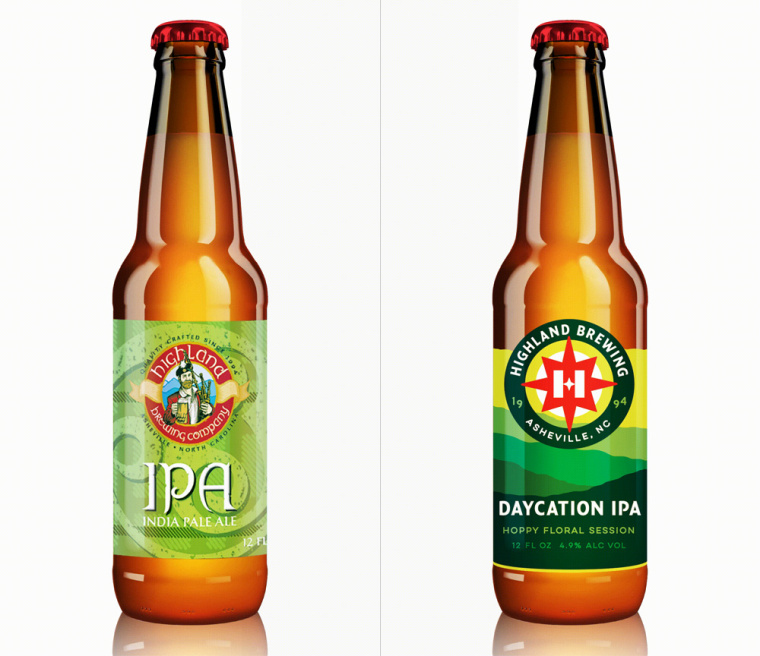 Highland Brewing啤酒包裝設(shè)計標(biāo)志設(shè)計，字母“H”與指南針巧妙的融合
