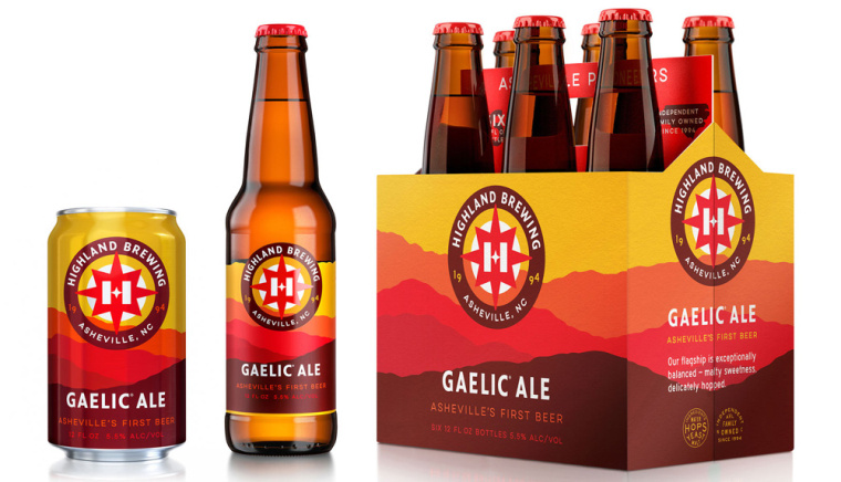Highland Brewing啤酒包裝設(shè)計標(biāo)志設(shè)計，字母“H”與指南針巧妙的融合