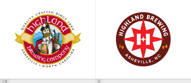 Highland Brewing啤酒包裝設(shè)計標(biāo)志設(shè)計，字母“H”與指南針巧妙的融合