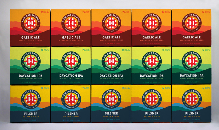 Highland Brewing啤酒包裝設(shè)計標(biāo)志設(shè)計，字母“H”與指南針巧妙的融合