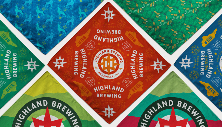 Highland Brewing啤酒包裝設(shè)計標(biāo)志設(shè)計，字母“H”與指南針巧妙的融合