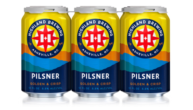 Highland Brewing啤酒包裝設(shè)計標(biāo)志設(shè)計，字母“H”與指南針巧妙的融合