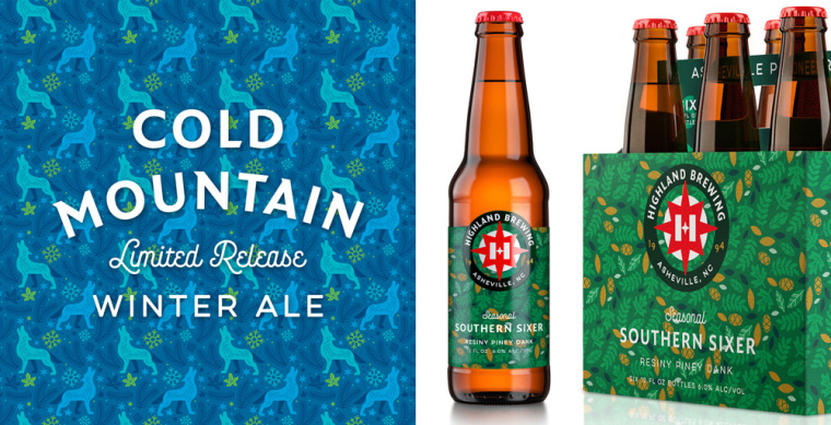 Highland Brewing啤酒包裝設(shè)計標(biāo)志設(shè)計，字母“H”與指南針巧妙的融合