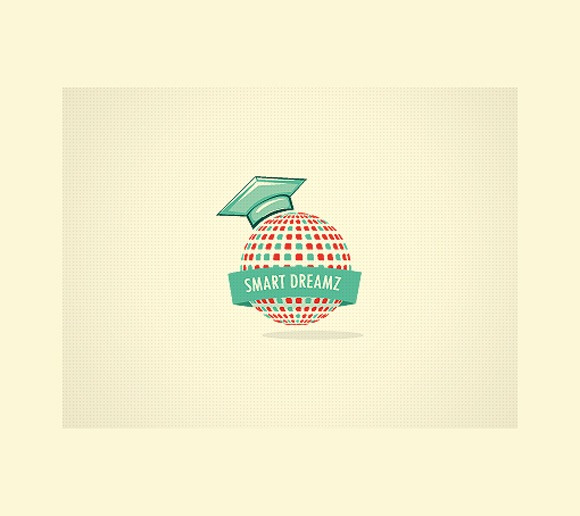 地球與綠色學士帽結合的教育logo標志設計--上海標志設計公司欣賞