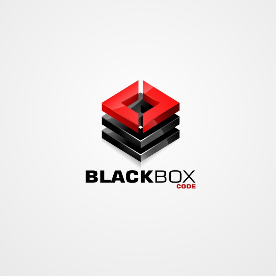 3D幾何徽標logo設計-黑色盒子3D logo設計