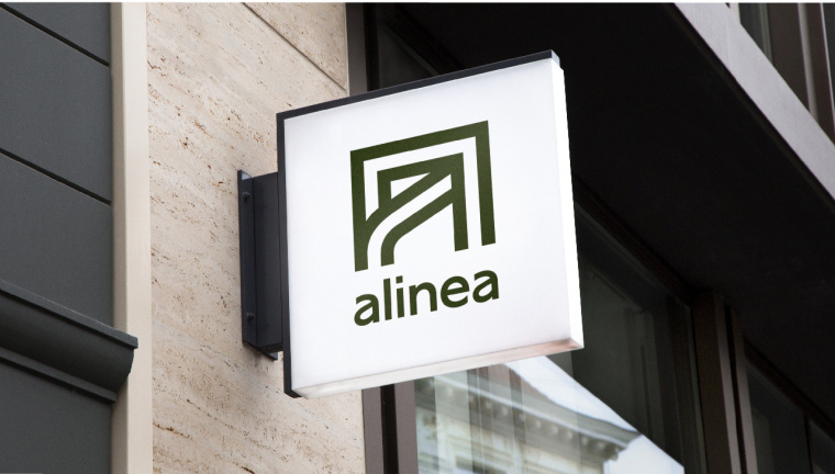 Alinéa法國家具裝飾公司商場標(biāo)識logo設(shè)計(jì)與vi形象設(shè)計(jì)-門頭側(cè)向標(biāo)識logo