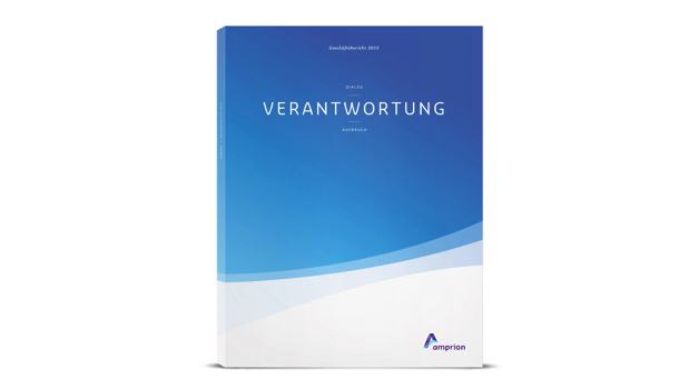 歐洲領先輸電運營商Amprion年度宣傳畫冊設計，藍粉漸變色營造平靜的印象