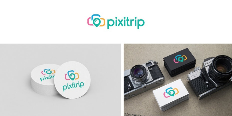 三色配色方案標志設計：pixitrip攝影標志設計