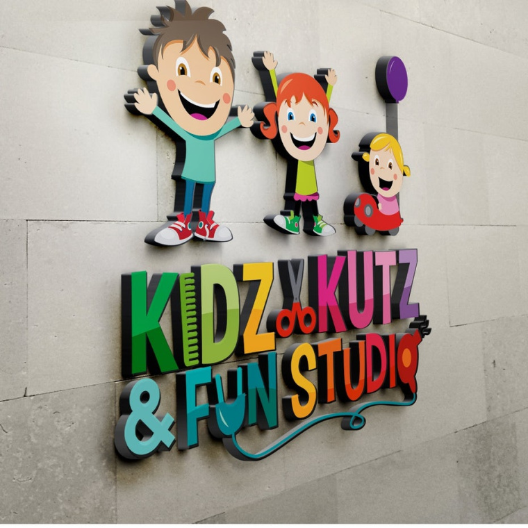 彩虹配色方案標志設計：kidz和kutz 小朋友幼兒園與幼兒學習教育標志設計