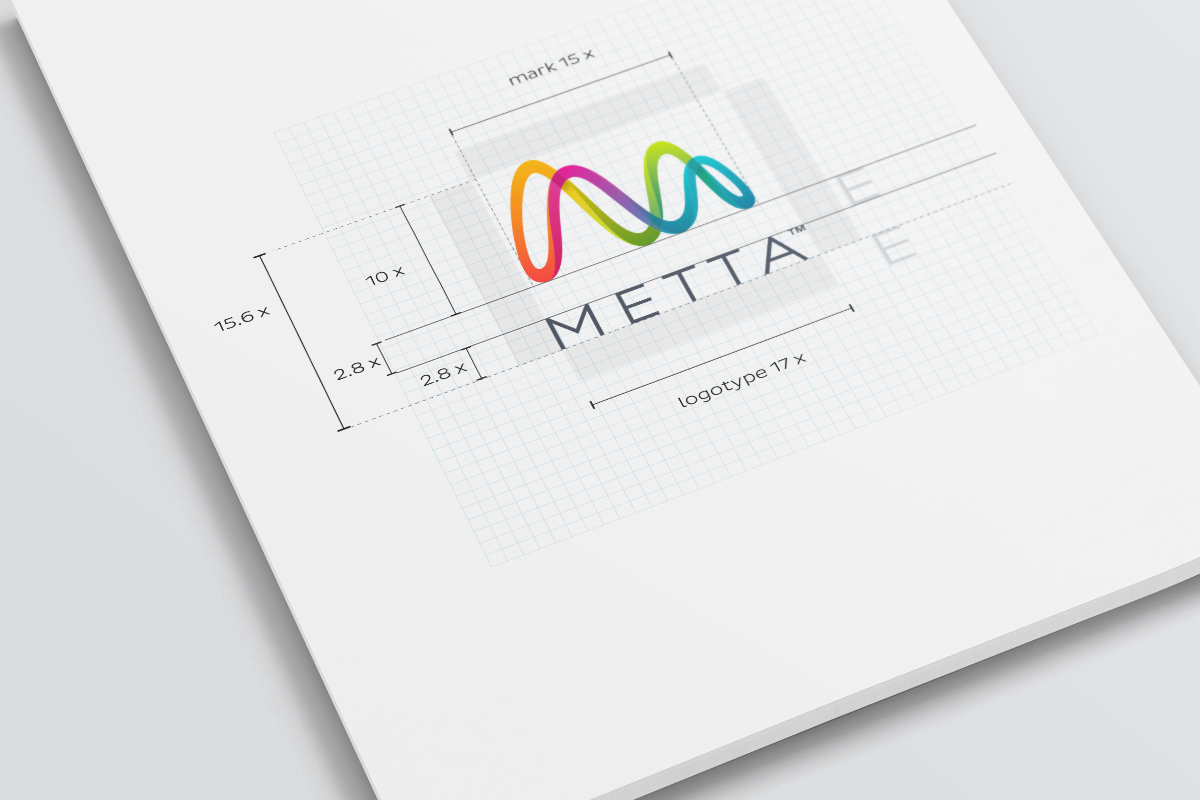Metta科技公司品牌標(biāo)志設(shè)計(jì)，變形字母M，實(shí)現(xiàn)和諧的正弦曲線循環(huán)