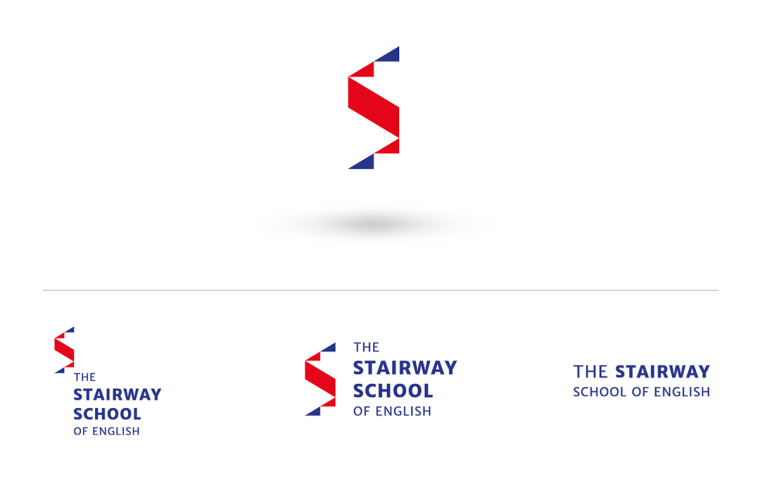Stairway學(xué)校階梯狀標(biāo)志設(shè)計(jì)，取自英國國旗的三角元素