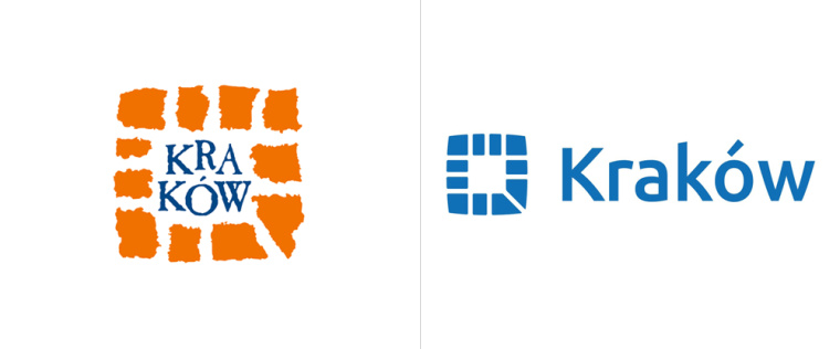 Kraków城市新品牌形象VI設計標志logo設計，從城市地圖中抽取的形狀