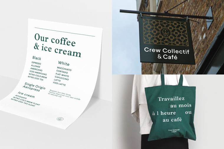 Crew Collective＆cafe品牌形象VI設計logo設計，現代美學與傳統設計元素相結合
