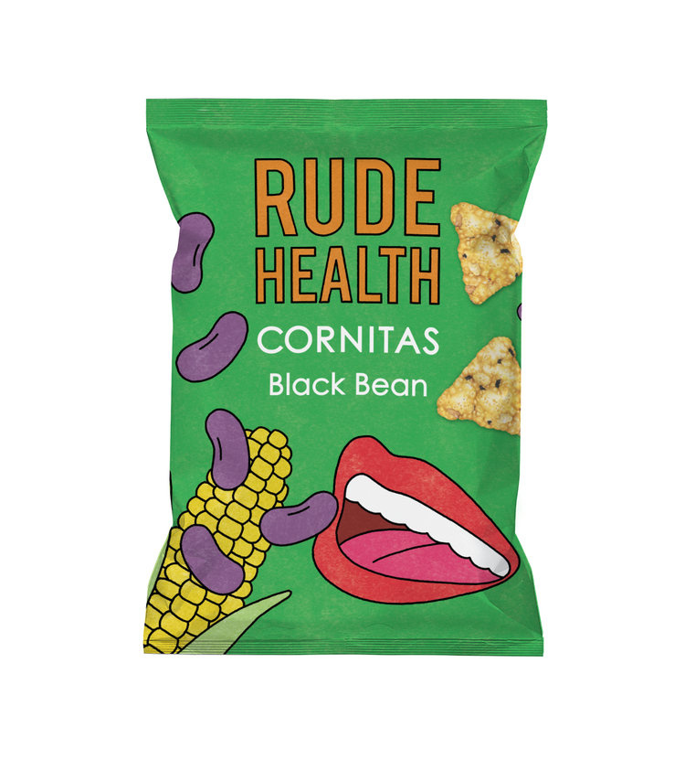 Rude Health薯片包裝設計，復古矢量嘴唇插畫風格