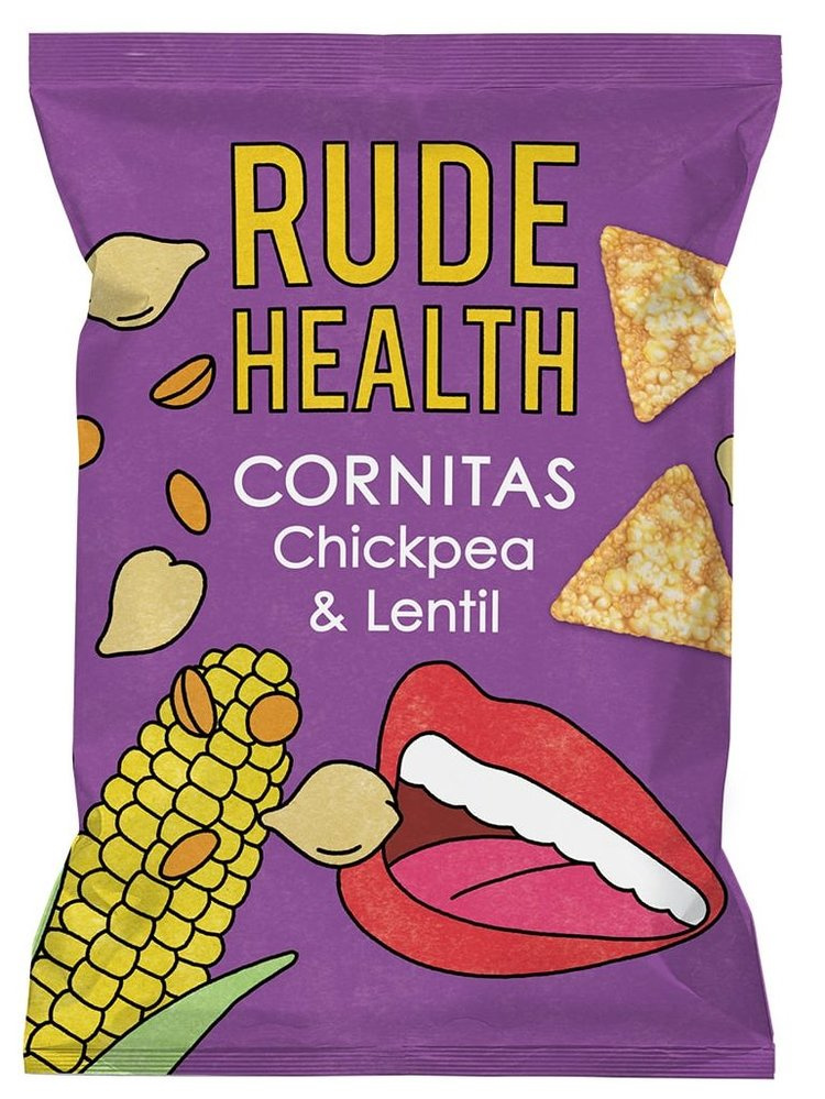 Rude Health薯片包裝設計，復古矢量嘴唇插畫風格