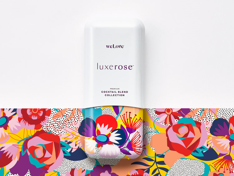 鮮艷、繽紛、有趣的Luxerose雞尾酒包裝設計插畫設計