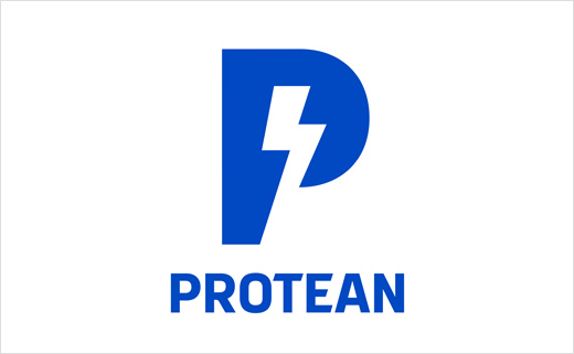 電動汽車技術公司Protean企業logo設計，閃電字母P